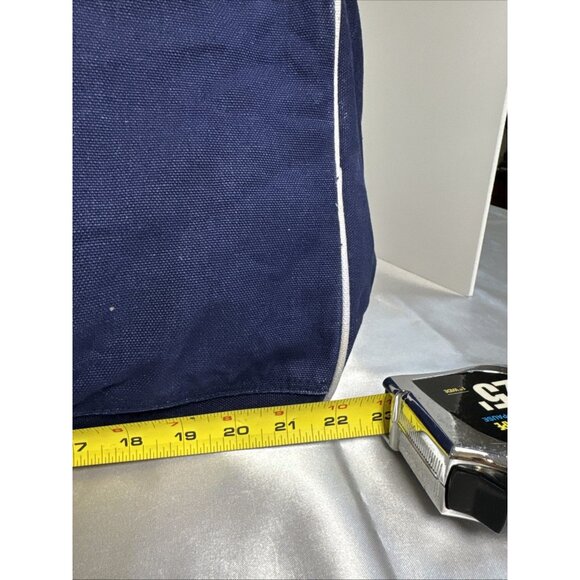 Ralph Lauren Vintage Navy Blue Canvas Duffel Bag White Straps & Embroidered Roya - Picture 10 of 10